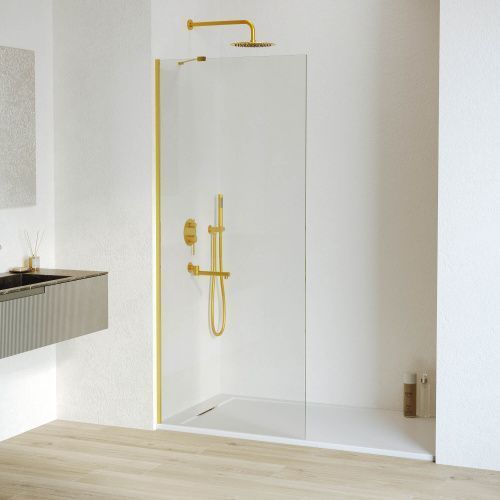 Душевая перегородка RGW Walk In 351011011-16 110х195 стекло прозрачное профиль золото глянцевое