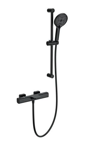 Душевой гарнитур со смесителем Wonzon & Woghand WW-C2017-A-MB настенный черный