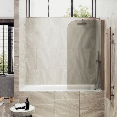 Душевая шторка на ванну Maybah Glass MGV-607-2 50х140 стекло тонированное профиль бронза ориентация универсальная