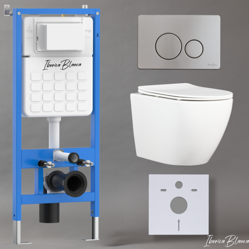 Комплект унитаз с инталляцией и клавишей смыва Iberica Blanca BILBAO ALTO IB001.BLA.234.8132