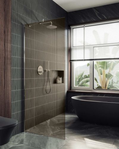 Душевая перегородка Maybah Glass MGD-684-5ш 119х195 стекло тонированное профиль хром матовый