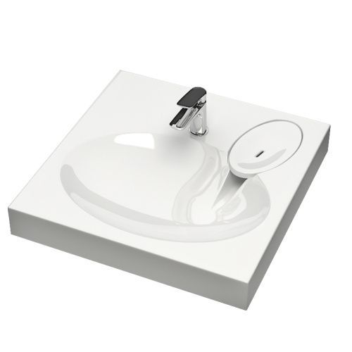 Раковина из искуственного мрамора Reflexion Gamma RX6060GM 60x60 над стиральной машиной цвет белый 1 отверстие под смеситель