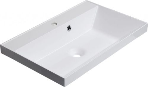 Раковина из литьевого мрамора Aquanet Орлеан 00179394 70х45 полувстраиваемая цвет белый 1 отверстие под смеситель