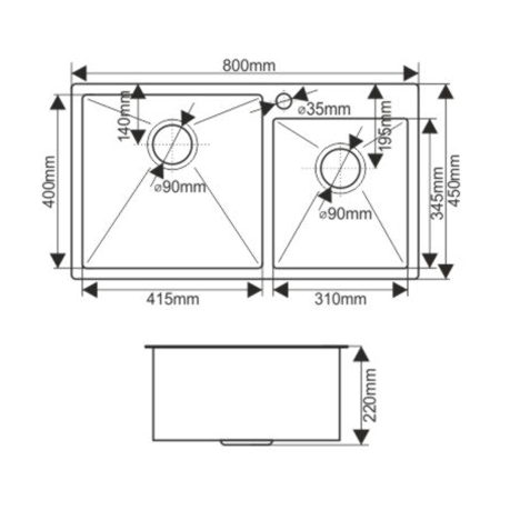 Кухонная мойка Melana ProfLine S8045HB графит 80х45 цвет графит поверхность матовая - фото 4