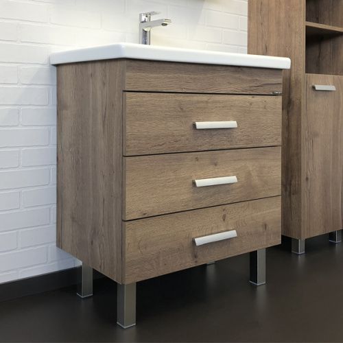 Тумба с раковиной Comforty Никосия 00-00008854CF 70х45х83 напольная цвет дуб темный