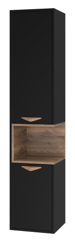 Шкаф-пенал Brevita Bergen BER-05035-02-19-ПоЛ 35х33х165 подвесной цвет черный/коричневый