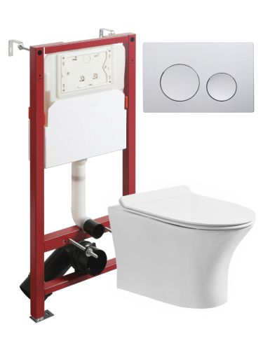 Комплект унитаз с инсталляцией и клавишей смыва Orange CI01-100W+APB100