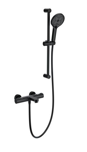 Душевой гарнитур со смесителем Wonzon & Woghand WW-C2018-A-MB настенный черный