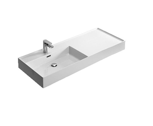 Раковина керамическая Hidra Kiub KI120DX/026 121х46 подвесная цвет черный матовый 1 отверстие под смеситель