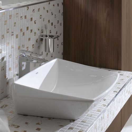 Раковина керамическая Toto Jewelhex LW681B#W 60 см накладная цвет белый без отверстий под смеситель