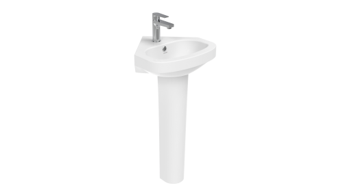 Раковина из сантехнического фарфора Creavit Corner VT145-00CB00E-0000 46х46 подвесная цвет белый 1 отверстие под смеситель