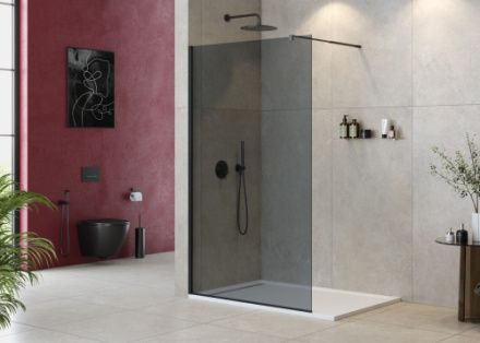 Душевая перегородка Cezares LIBERTA LIBERTA-L-1-110-GR-NERO 110х195 стекло тонированное профиль черный