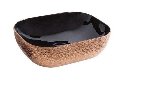 Раковина из сантехнического фаянса CeramaLux D1333H022 50х30 накладная цвет черный без отверстий под смеситель - фото 5