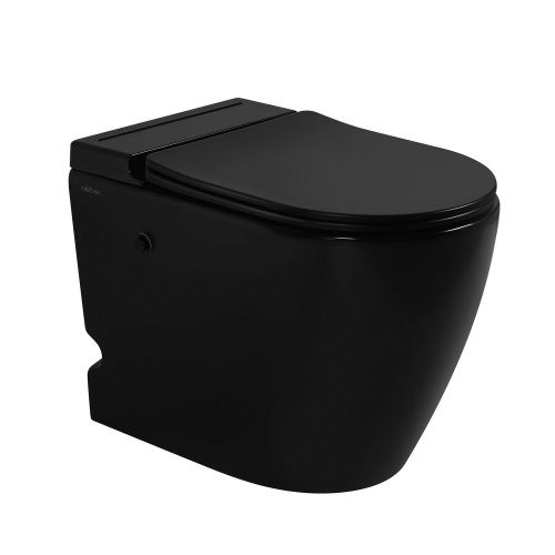Унитаз приставной Abber Bequem AC1115PMB черный матовый с сиденьем микролифт безободковый смыв импульсный