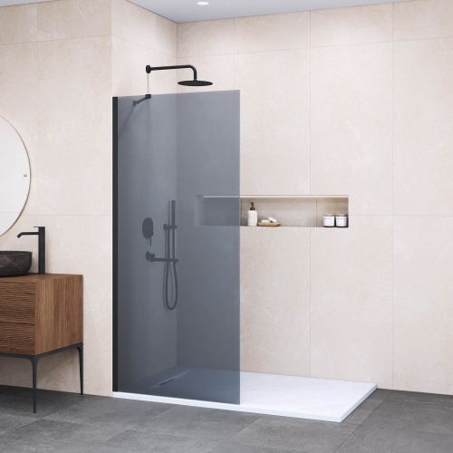 Душевая перегородка RGW Walk In 351010210-34 100х195 стекло тонированное профиль черный