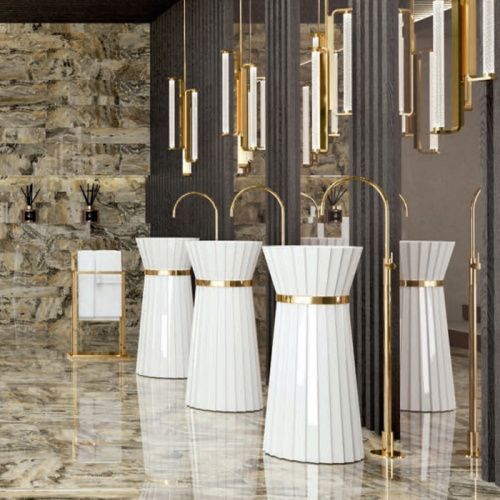 Раковина керамическая Oasis Plisse 44 см 0PLSXXX09544003 (0PI440CEOR) напольная цвет белый без отверстий под смеситель