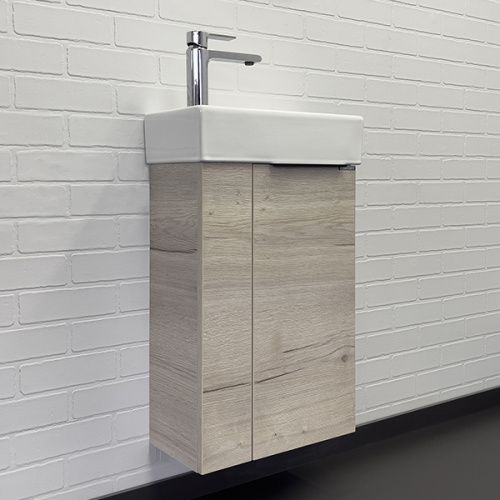 Тумба с раковиной Comforty Асти 00-00013798CF 42х23х70 подвесная цвет дуб дымчатый