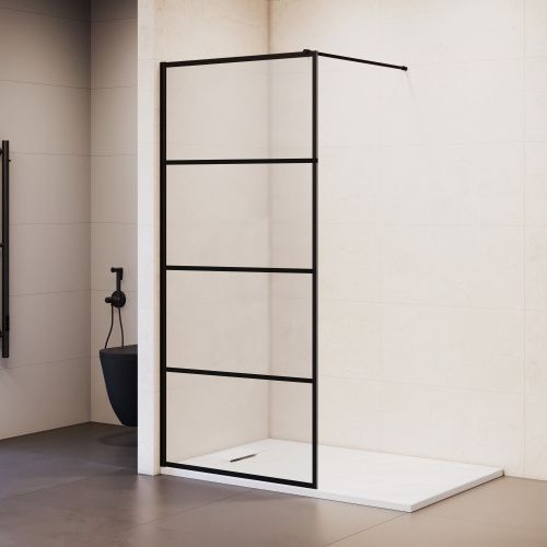 Душевая перегородка RGW Walk In 351001990-84 90х200 стекло с рисунком профиль черный