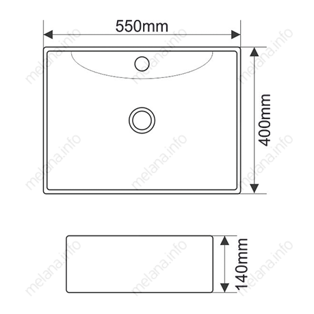 Раковина из сантехнического фарфора Melana 7819-805 55х40 накладная цвет белый 1 отверстие под смеситель - фото 2