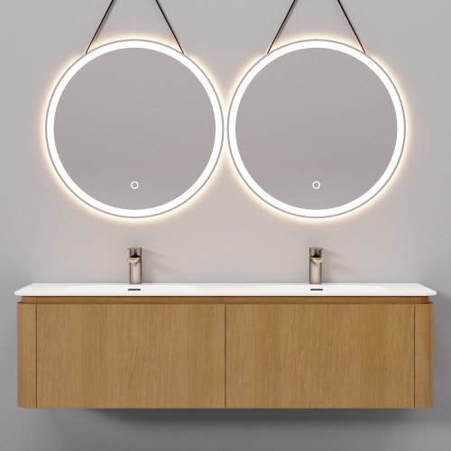 Тумба с раковиной+зеркало Art Decco Coco (Коко) ACC15W14D1MF 150x45x40 подвесная цвет белый дуб