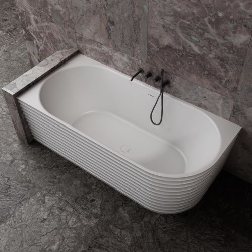 Ванна из искусственного камня Abber Stein AS9651 L 170х80 пристенная асимметричная с ножками