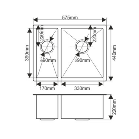 Кухонная мойка Melana ProfLine H57544 сатин 58х44 цвет сатин поверхность матовая - фото 3