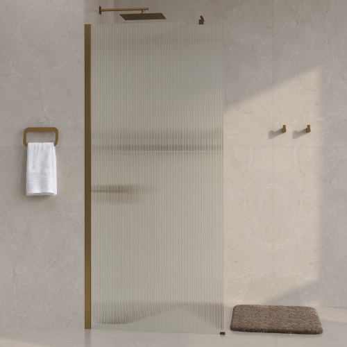 Душевая перегородка WasserKRAFT Rur 30W 30W46BG-FL 110х200 стекло рифленое профиль золото матовое