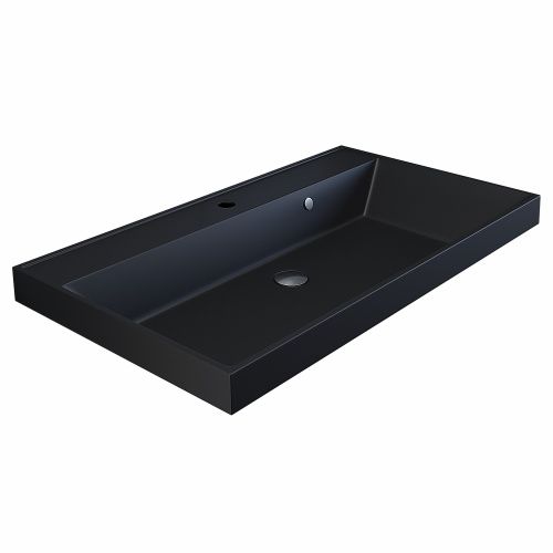 Раковина из искусственного камня Uperwood Classic Quartz 291030008 80х45 полувстраиваемая цвет черный