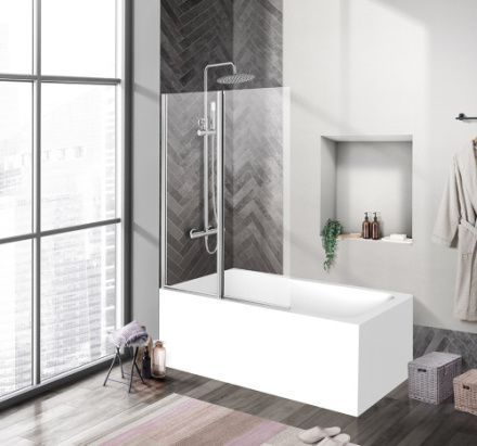 Душевая шторка на ванну BelBagno UNO UNO-V-2-90/150-C-Cr 90х150 стекло прозрачное профиль хром глянцевый ориентация универсальная