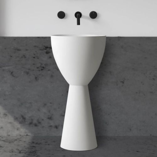 Раковина из искусственного камня Abber STEIN AS2507 45х45 напольная цвет белый матовый без отверстий под смеситель