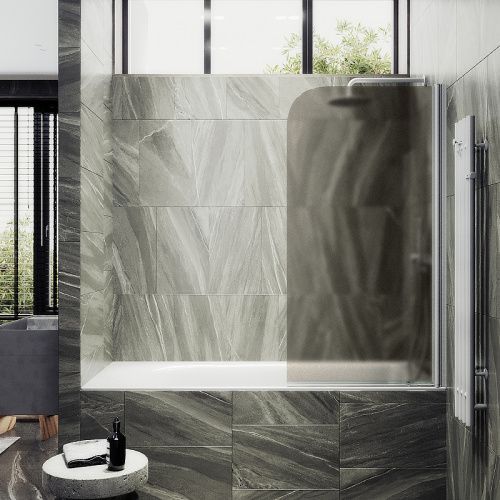 Душевая шторка на ванну Maybah Glass MGV-607-1 50х140 стекло тонированное профиль белый ориентация универсальная