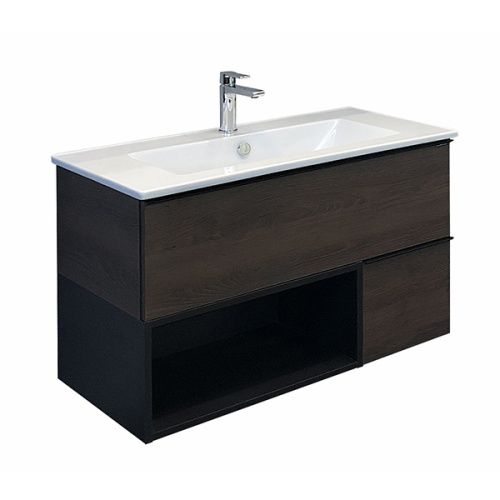 Тумба с раковиной Comforty Франкфурт 00004150657CF 91х47х56 подвесная цвет дуб шоколадный