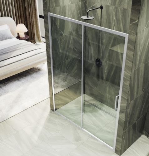 Душевая дверь Maybah Glass MGD-1278-5 180х195 стекло прозрачное профиль хром матовый