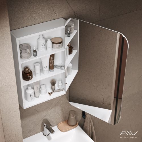 Зеркало-шкаф Alavann Cosmetic ALV0770001 60х15х80 подвесной цвет белый