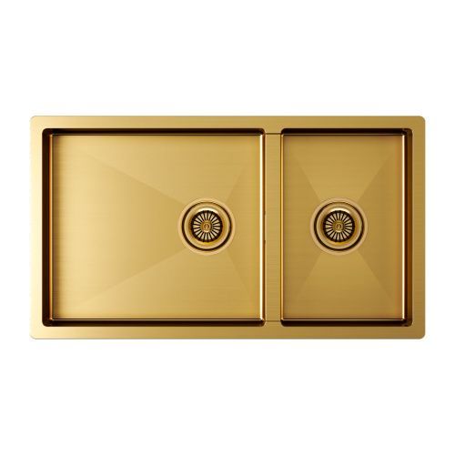 Кухонная мойка Paulmark GERBERG 78/2S UNI PM227844-BG 44х39 цвет брашированное золото поверхность матовая