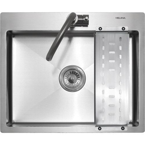 Кухонная мойка Melana ProfLine MLN-R6050H+коландер 60х50 цвет сатин поверхность матовая