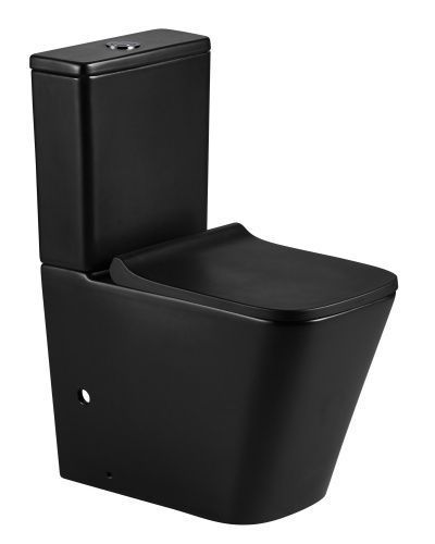 Унитаз-компакт напольный с бачком Azario Quadro AZ-2175-MB черный матовый с сиденьем микролифт безободковый каскадный смыв
