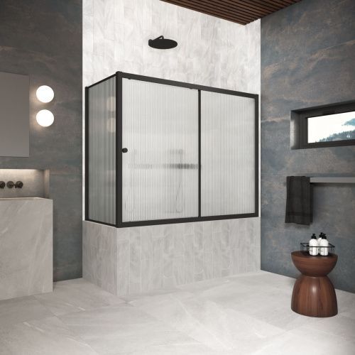 Душевая шторка на ванну Vegas-Glass ZV+ZVF Protec ZV+ZVF Protec 150*90 02М Moru 150х140 стекло рифленое профиль черный ориентация универсальная
