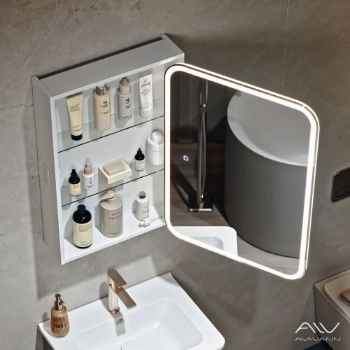 Зеркало-шкаф Alavann Cosmetic ALV1174001 50х15х75 подвесной цвет белый