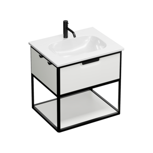 Тумба с раковиной Burgbad Vry SGUJ063F6019GO253C001*1 63х48х60 цвет белый матовый