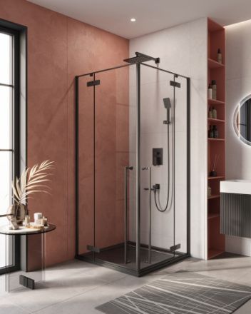 Душевой уголок Cezares LINER LINER-A-2-90-C-NERO 90х90 стекло прозрачное профиль черный без поддона