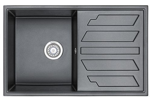 Кухонная мойка Granula 8002, ШВАРЦ 79х50 цвет черный поверхность матовая