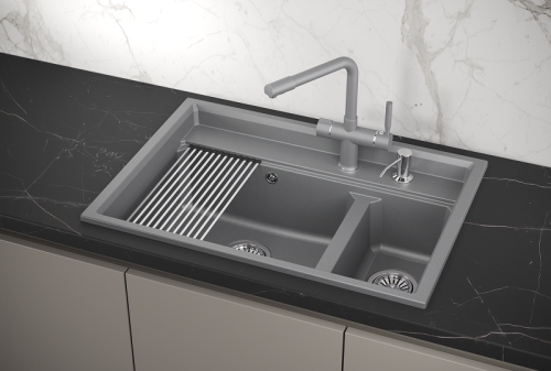 Кухонная мойка Granula Kitchen Space 7302, АЛЮМИНИУМ 73х51 цвет алюминиум поверхность матовая