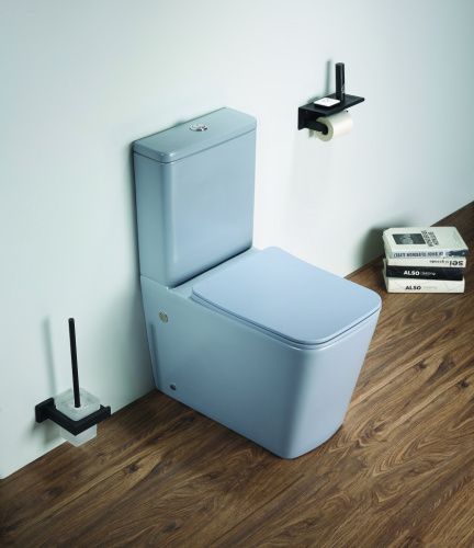 Унитаз напольный с бачком CeramaLux 2170AXMHL голубой матовый с сиденьем микролифт безободковый каскадный смыв