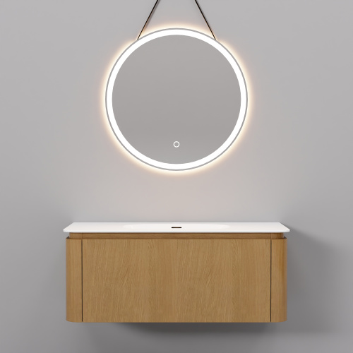 Тумба с раковиной+зеркало Art Decco Coco (Коко) ACC10W14S1M0 100x45x40 подвесная цвет белый дуб