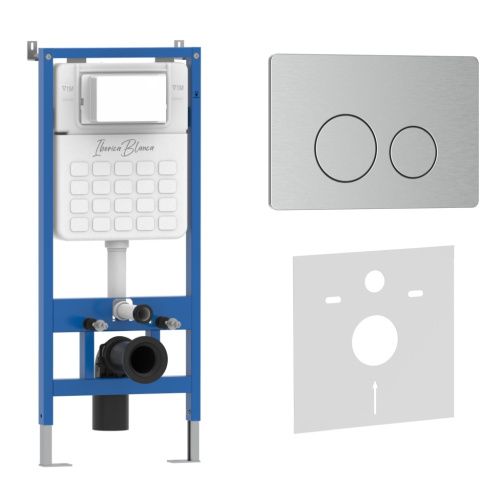 Комплект сантехническая инсталляция с клавишей смыва Iberica Blanca INOX-O IB001.8132