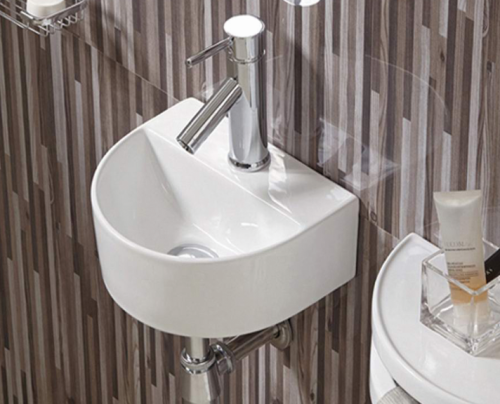 Раковина из санфаянса CeramaLux 7781 30х26 подвесная цвет белый 1 отверстие под смеситель