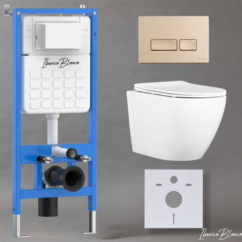 Комплект унитаз с инталляцией и клавишей смыва Iberica Blanca BILBAO ALTO IB001.BLA.234.215