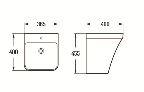 Раковина из санфаянса CeramaLux 500P 37х40 подвесная цвет белый глянцевый 1 отверстие под смеситель - фото 2