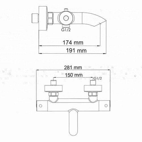 Смеситель для ванны Wasserkraft Berkel 4800 4811 Thermo настенный хром с термостатом - фото 5